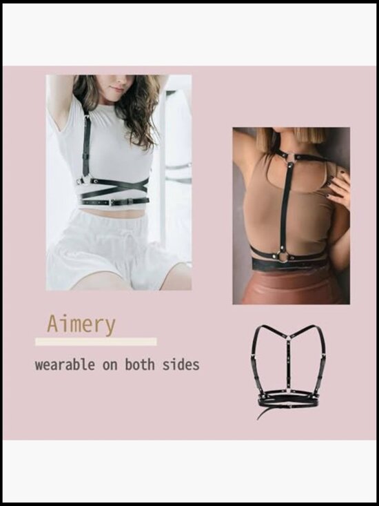 Gothic Leather Waist Harness Belt - Adjustable Chest Vest Body Chain Harness